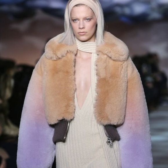 Marc Jacobs Fall 2014 Runway Mauve Degrade Ombre Fox Fur - Picture 1 of 16